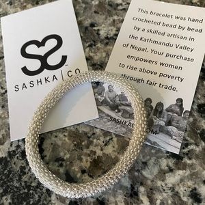 New Sashka Solid Silver Glass Bead Bracelet Nepal